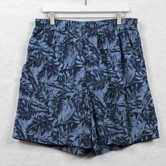 COLUMBIA PFG Omni-Shade Swim Trunks 8" Nylon Shorts Lined Blue Palm Mens Sz L - Picture 1 of 8